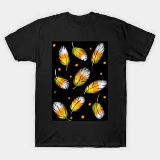 Candy Corn colored Leaves on black T-Shirt